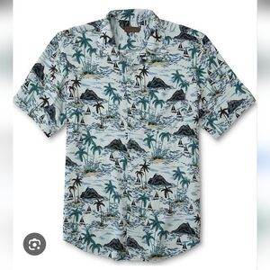 NWT Northwest Territory 3XL Mens Button-Down Hawaiian Shirt ocean palm tree boat